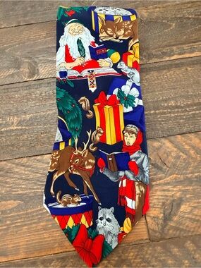 Vintage 1998 The Saturday Evening Post Christmas Silk Necktie Santa Holiday